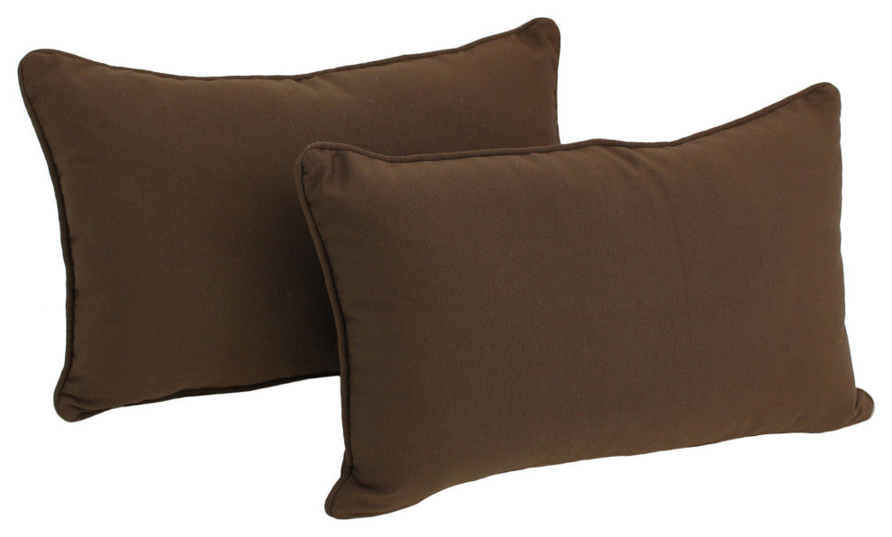 20"X12" Double-Corded Solid Twill Back Support Pillows, Set of 2, Chocolate