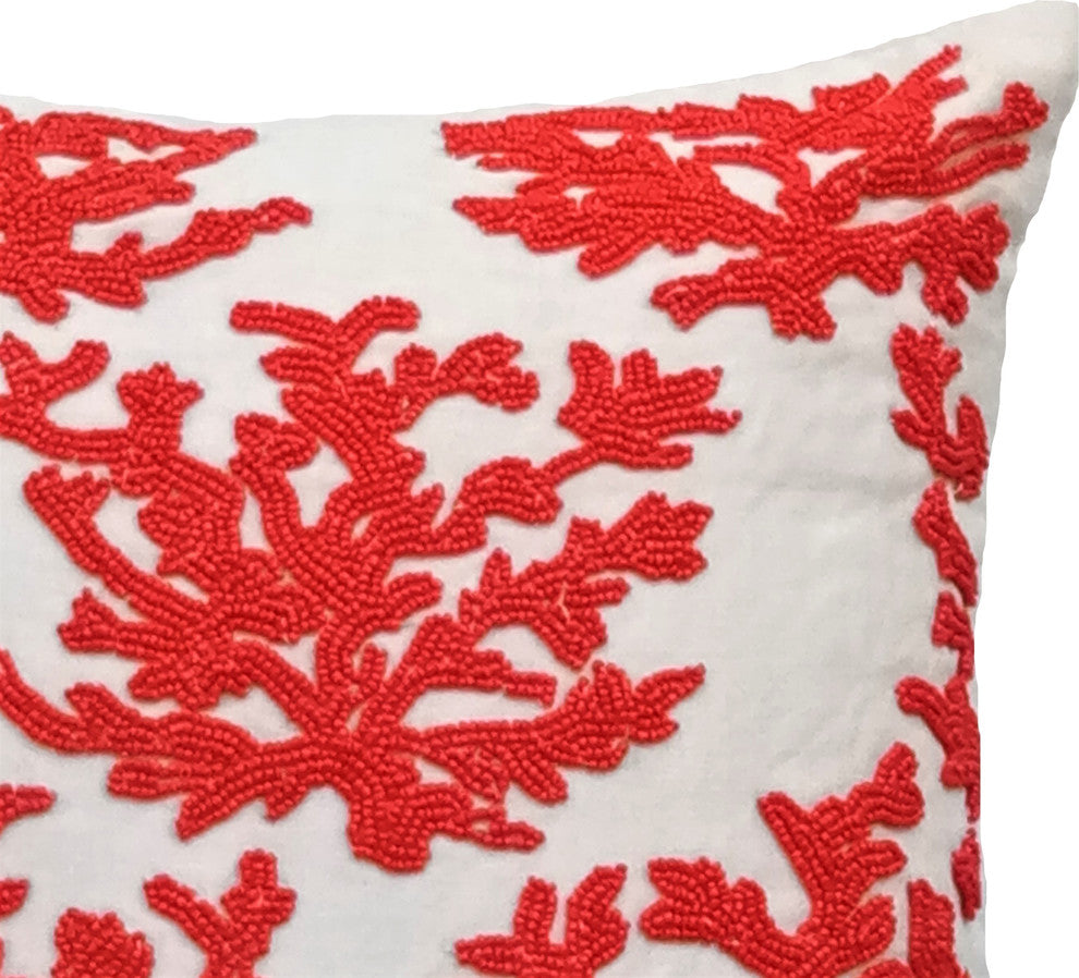 Red Decorative Throw Pillow Covers 22"x22" Cotton Cushion Cover - Red Corals