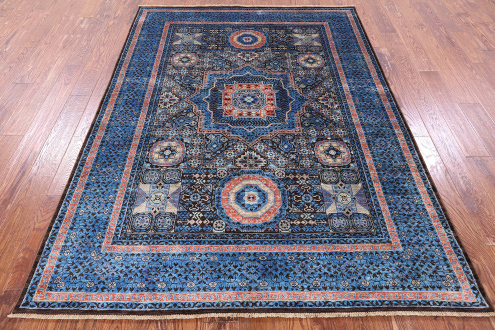 5' 8" X 7' 9" Mamluk Geometric Hand-Knotted Wool Rug - Q12277