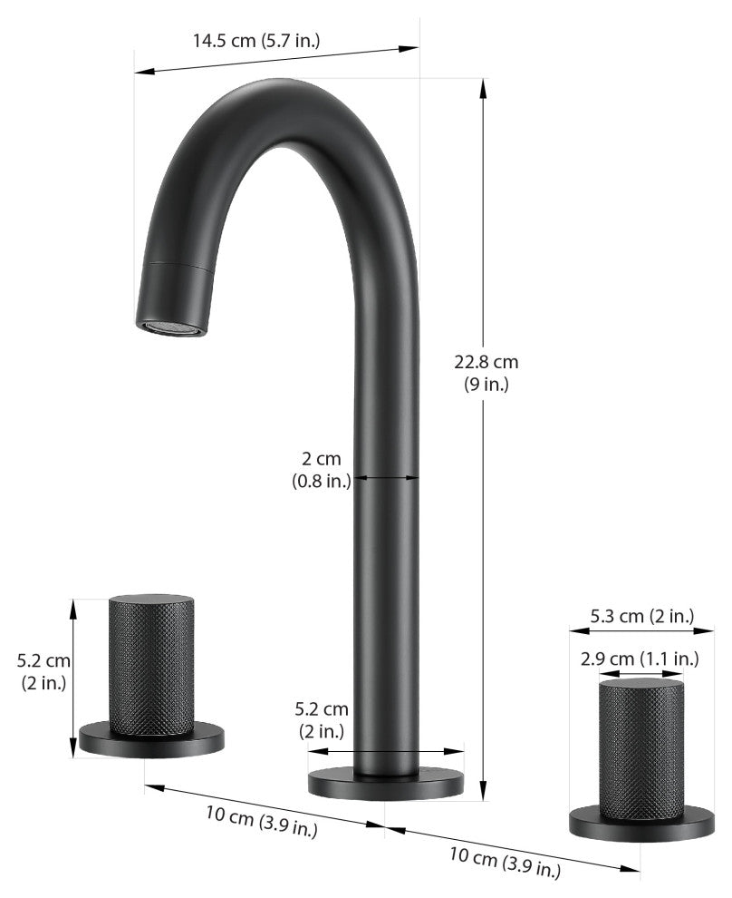 Industria Series Widespread Bathroom Faucet, Matte Black