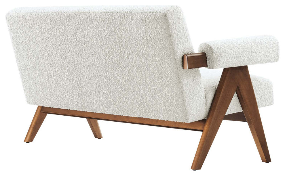Lyra Boucle Fabric Loveseat, Ivory