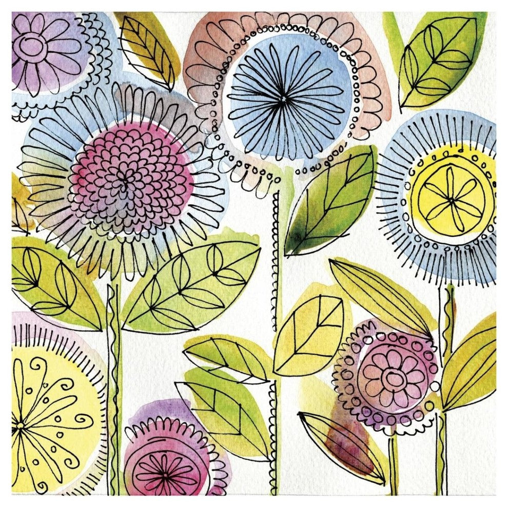 "Watercolor Flowers" Digital Paper Print by Anne Tavoletti, 42"x42"