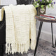 Cable Knitted Throw Blanket, Antique White, 50" X 60"