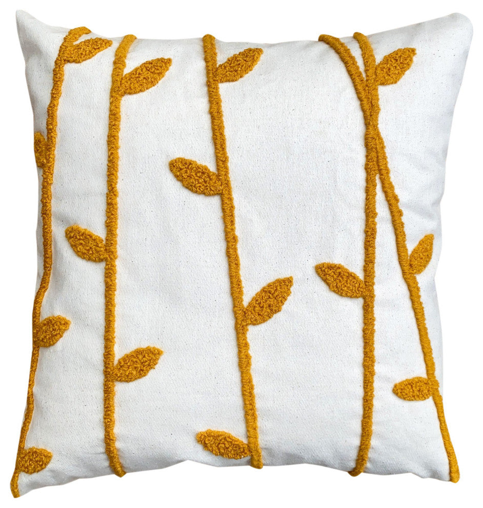 Benzara UPT-272775 2 Piece Accent Throw Pillow Set, Leaf Embroidery, Multicolor
