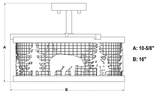 Kodiak 16" 3 Light Semi-Flush Black and Burnished Teak