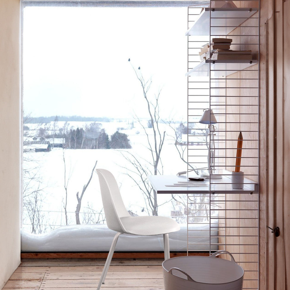 Set of 4 Stackable Modern Dining Stacking Chairs Plastic Metal Chrome Legs, White