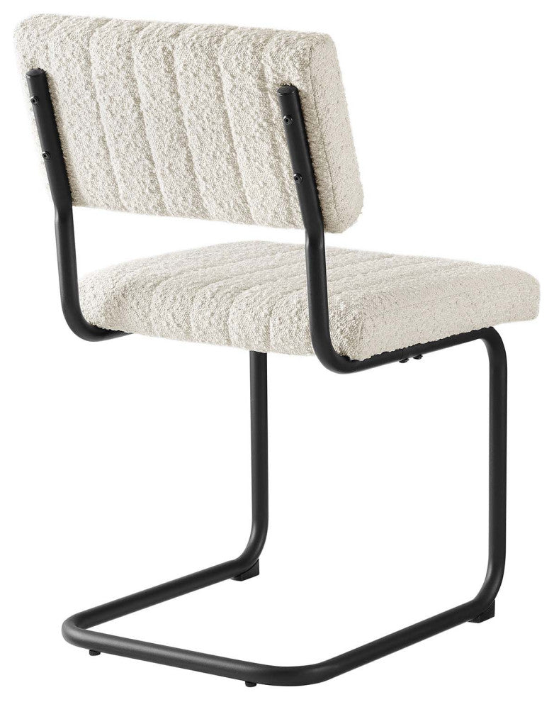 Parity Boucle Dining Side Chairs, Set of 2, Black Ivory