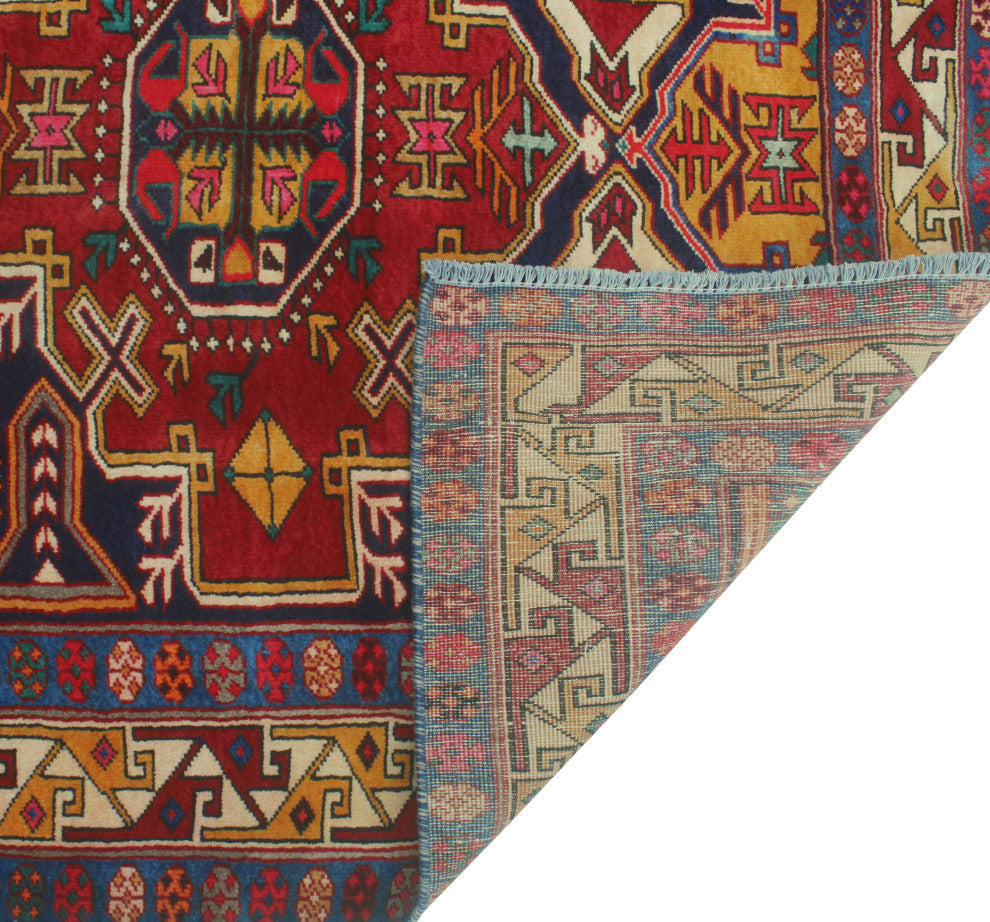 Fine Vintage Distressed Ahmad Red/Navy Runner, 4'2x9'5