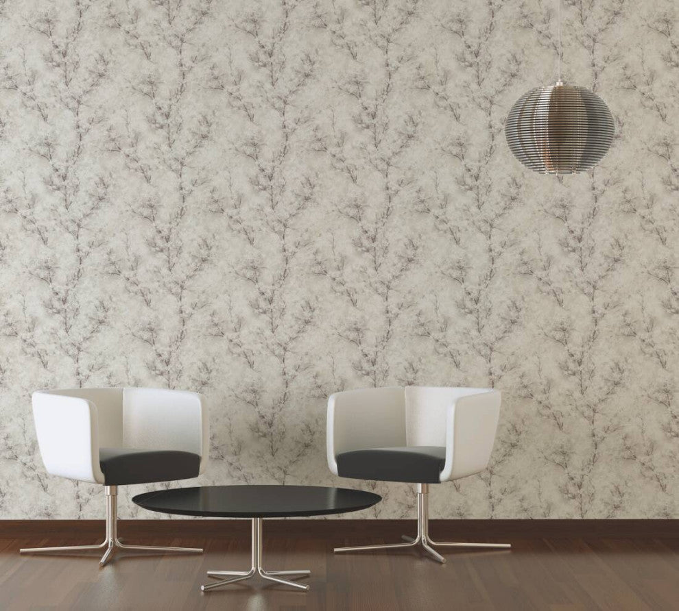 Sample, Floral Textured Wallpaper Featuring Tree Branches And Leaves, 374202