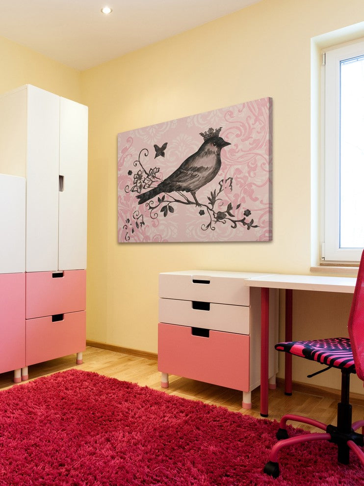 Marmont Hill, "Regal Songbird 2" by Reesa Qualia Print on Wrapped Canvas, 18x12