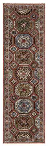 Hanford Panel Medallion Pink/Red Fringe Edge Area Rug Runner