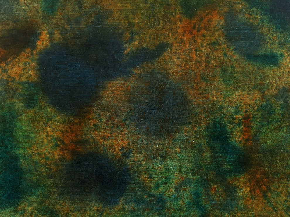 Overdyed Edilbert Green Round Rug