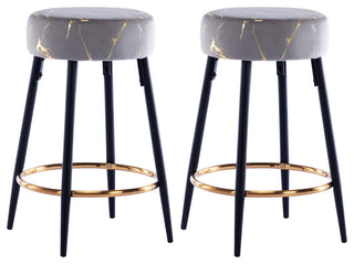 Minimalist Round Bar Stools, Grey-Bronzing, 24 Inch