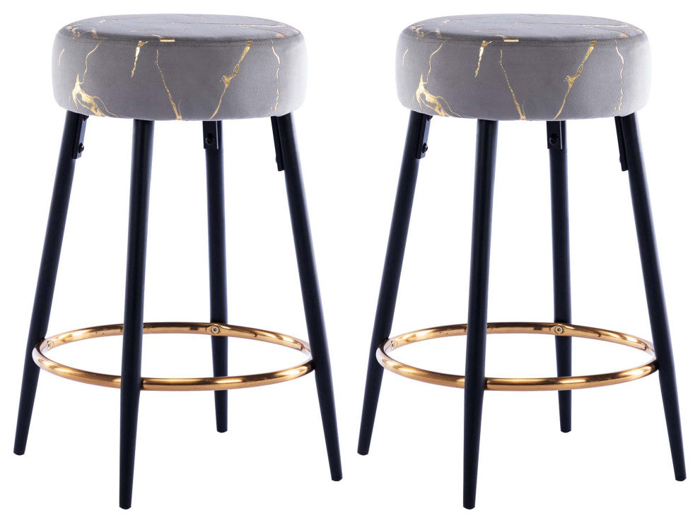Minimalist Round Bar Stools, Grey-Bronzing, 24 Inch