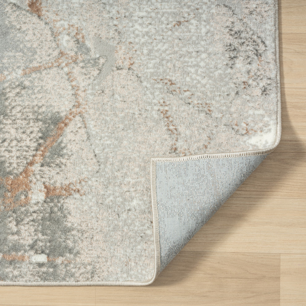 Beige/Gray Modern Abstract Indoor Area Rug, 7'5"x9'5"