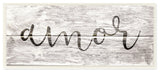 Rustic Grey and White Amor Planked Look Typography Wall Plaque Art, 7"x17"