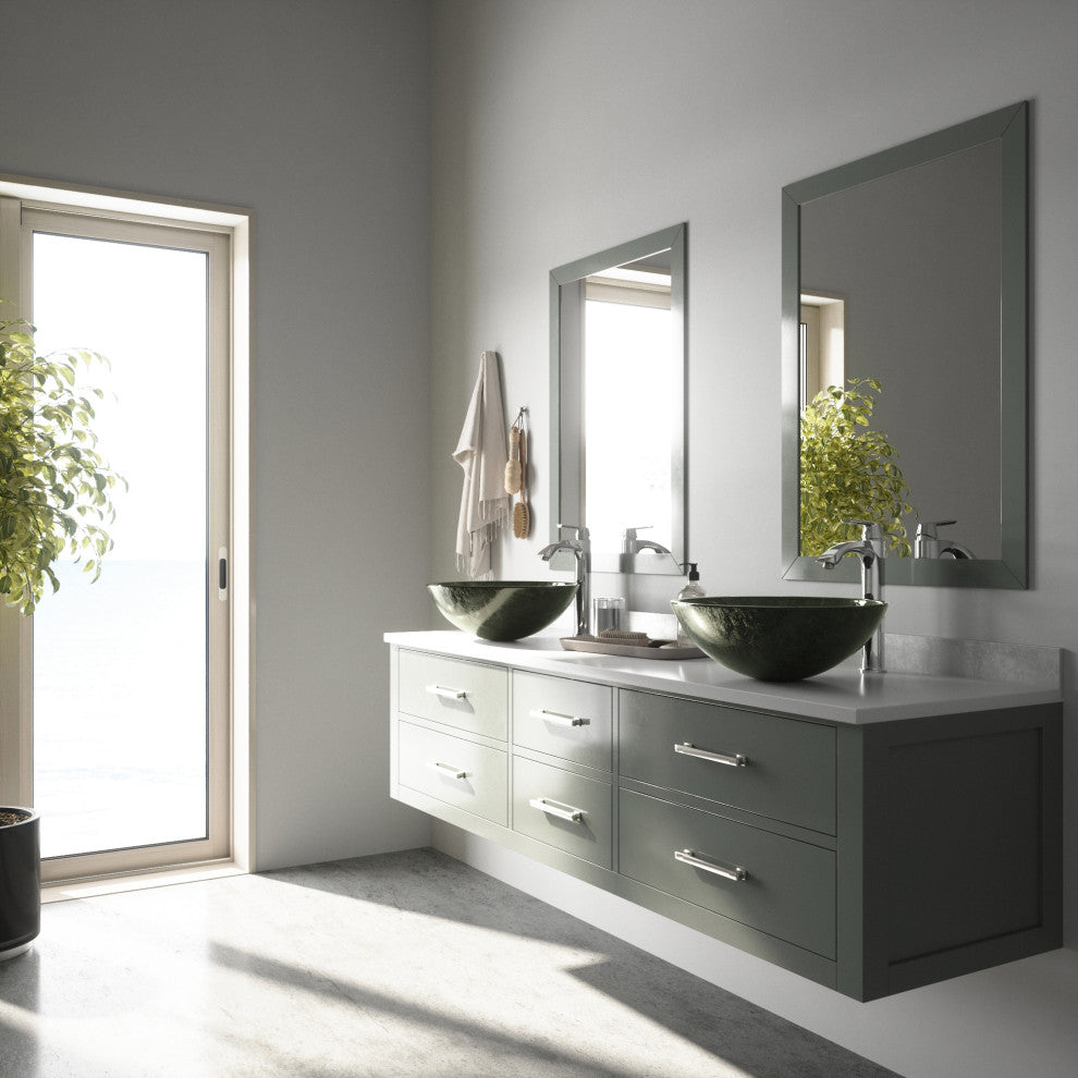 Giovanni 17"L x 17"W Glass Vessel Sink and Linus 12"H Faucet Set