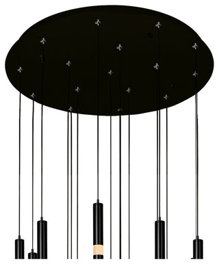 Flute 16 Light LED Chandelier With Black Finish