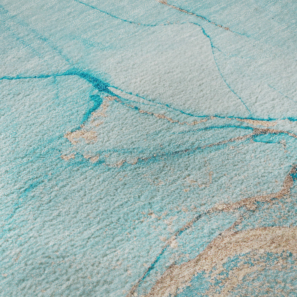Premium Machine Washable Mayfield AMF510 Teal 3' x 5' Rug