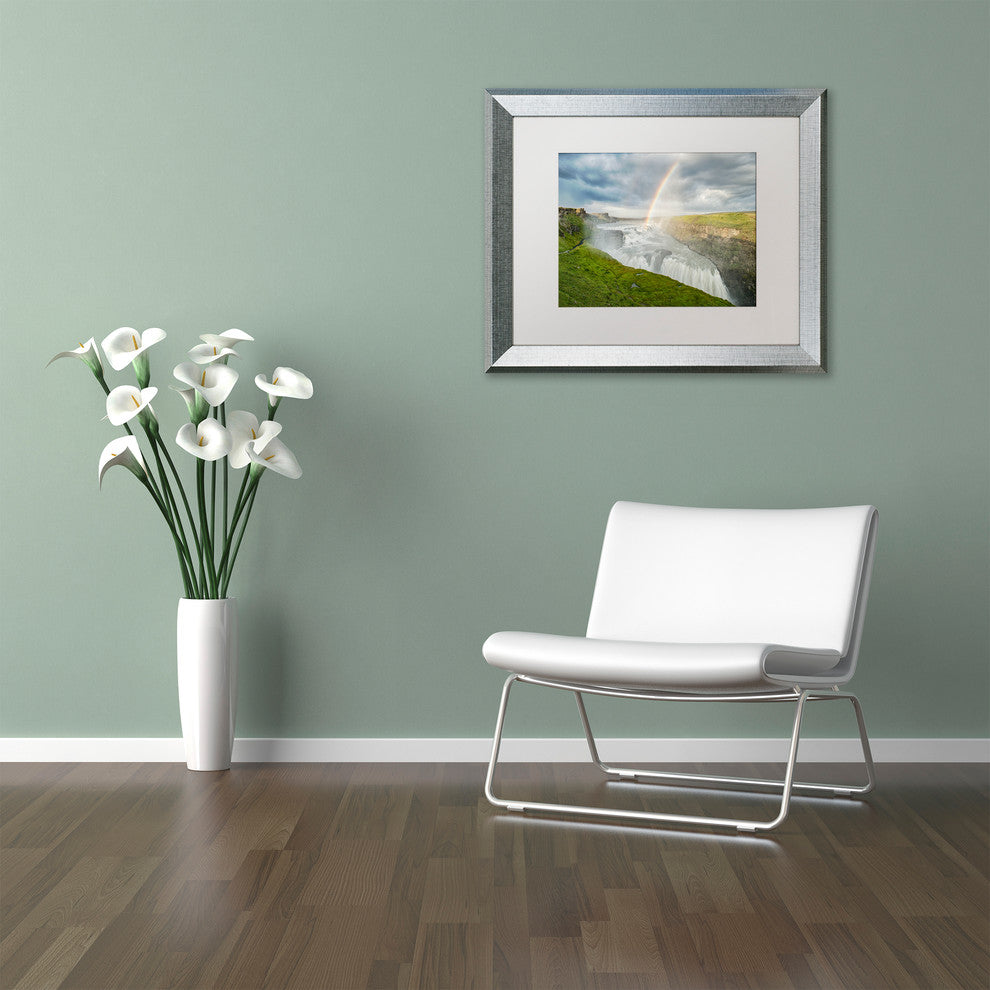 Michael Blanchette Photography 'Gullfoss Rainbow' Matted Framed Art, 20x16