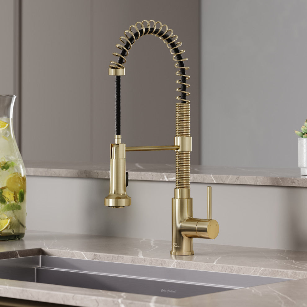 Nouvet Single Handle, Pull-Down Kitchen Faucet 18"H, Brushed Gold