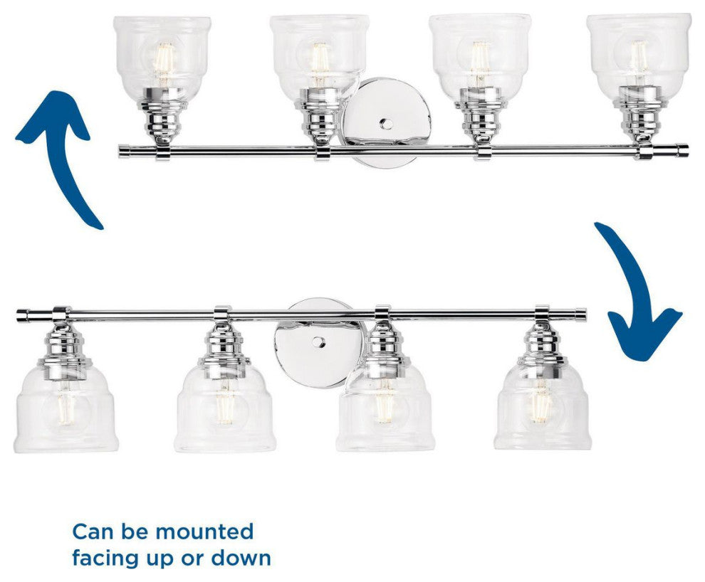 Ambrose Collection 29" 4-Light Polished Chrome Clear Glass Bath Vanity Light