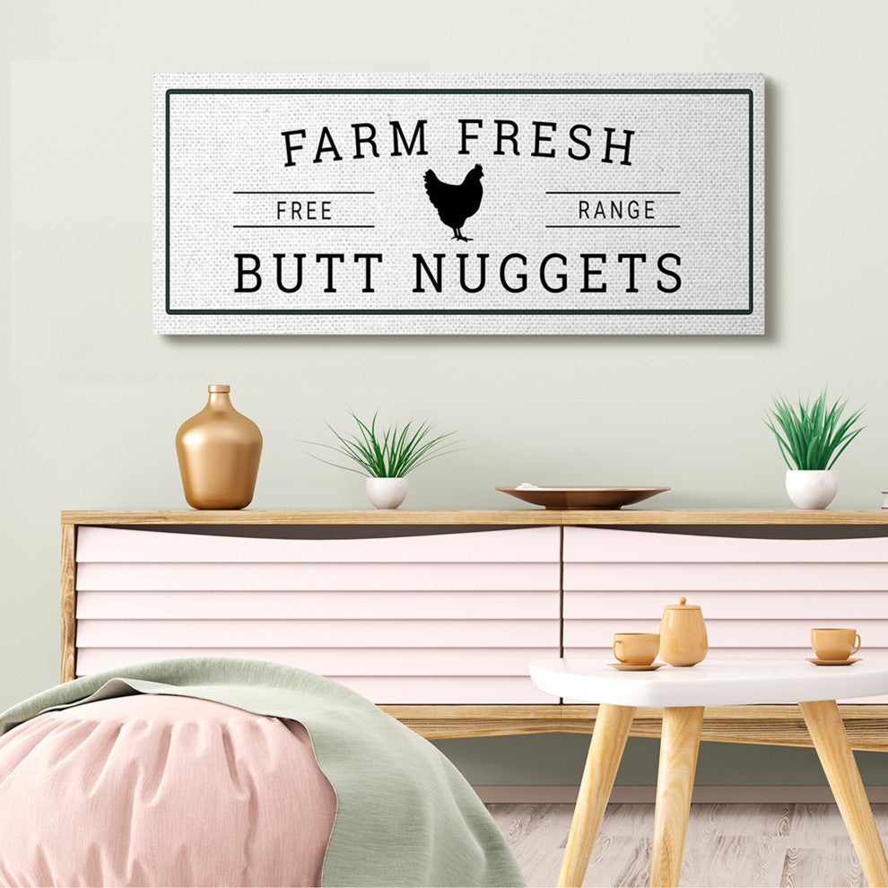 Farm Fresh Butt Nuggets Funny Chicken Word Design, 20"x48"