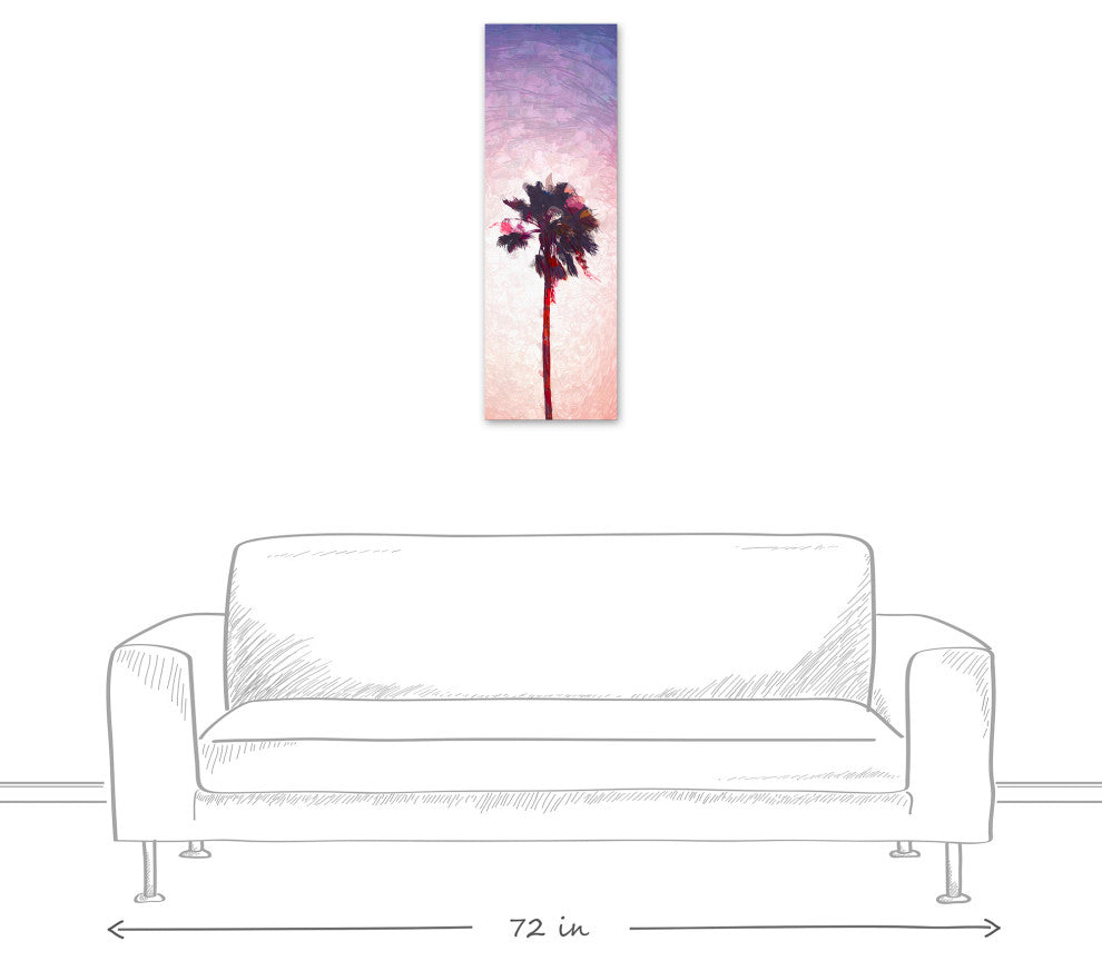 Pink Palm Tree 12x36 Canvas