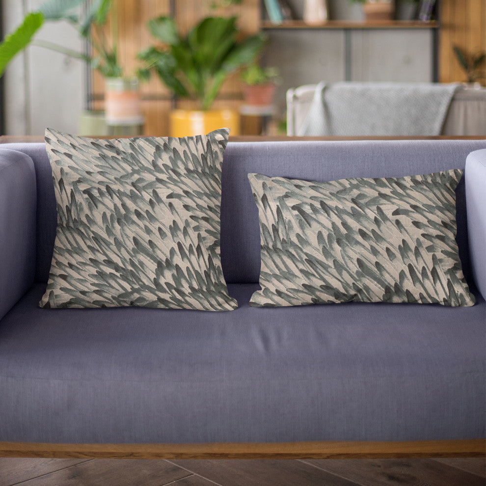 Plutus Green Black Bird Feather Animal Luxury Throw Pillow, 26"x26"