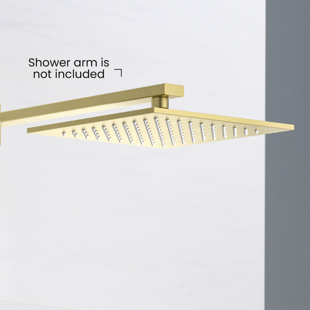 Cube 10" Metal Thin Profile Rain Shower Head 1.75 GPM, Brushed Gold