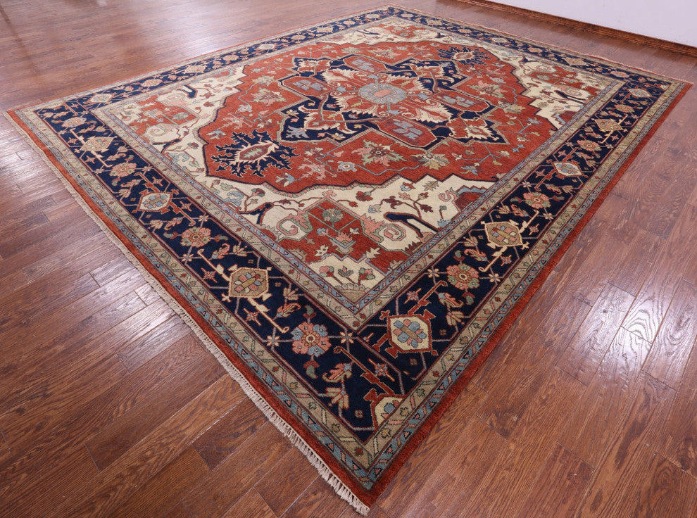 11' 11" X 14' 10" Heriz Serapi Hand Knotted Wool Rug - Q16019