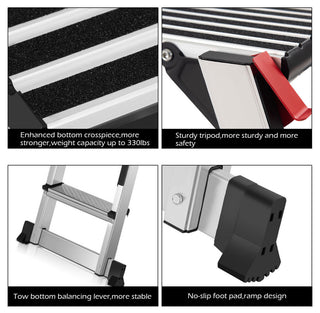 Costway Aluminum Step Stool Work Platform Folding Bench Ladder 330lbs Capacity