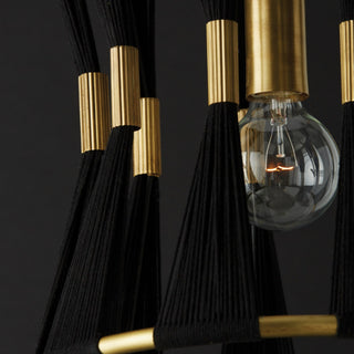 Capital Lighting Bianca 1-Light Pendant 341111KP Black Rope and Patinaed Brass