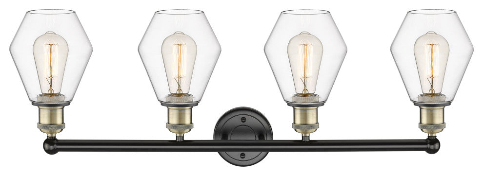 Cindyrella 4-Light 33" Bath Vanity Light, Black Antique Brass, Clear Shade