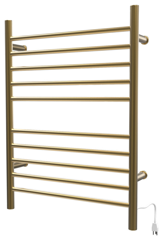 Radiant Hardwired/Plug-In Combo Towel Warmer, Satin Brass, Straight Bars