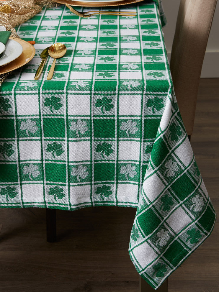 DII Shamrock Woven Check Tablecloth 60"x84"