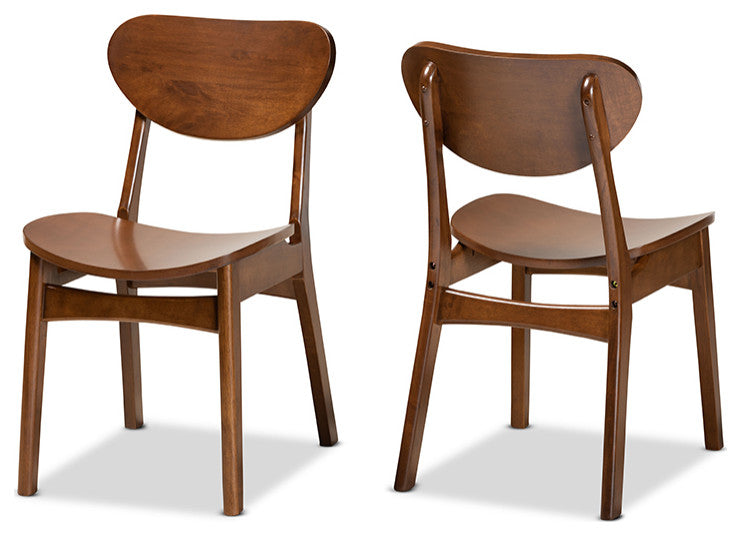 Kobell Mid-Century Modern Walnut Brown Wood Dining Chair, Set of 2