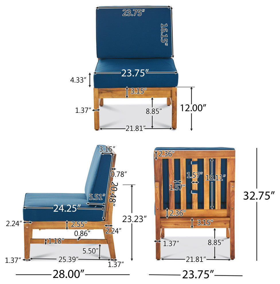 GDF Studio 5-Piece Capri Outdoor Chat Set, Blue