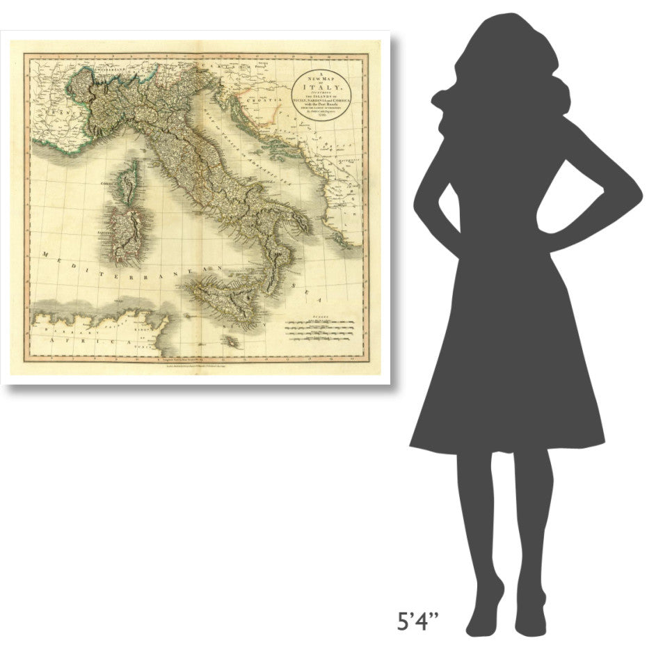 "Italy, 1799" Digital Paper Print by John Cary, 42"x38"