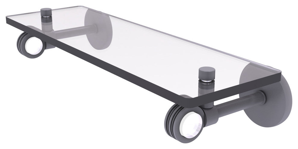 Clearview 16" Glass Shelf with Dotted Accents, Matte Gray
