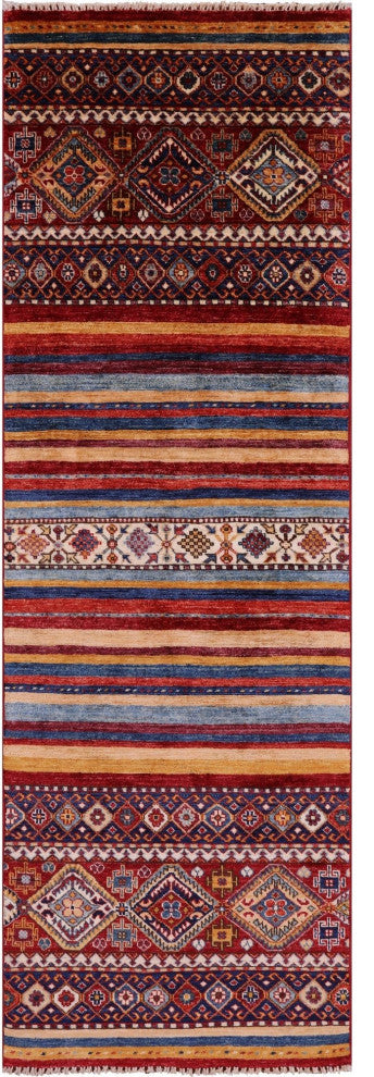 2' 7" X 8' 1" Runner Handmade Super Kazak Khorjin Rug Q5396