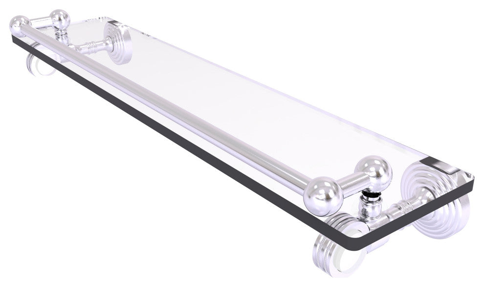 Pacific Grove 22" Glass Shelf with Dotted Accents, Satin Chrome