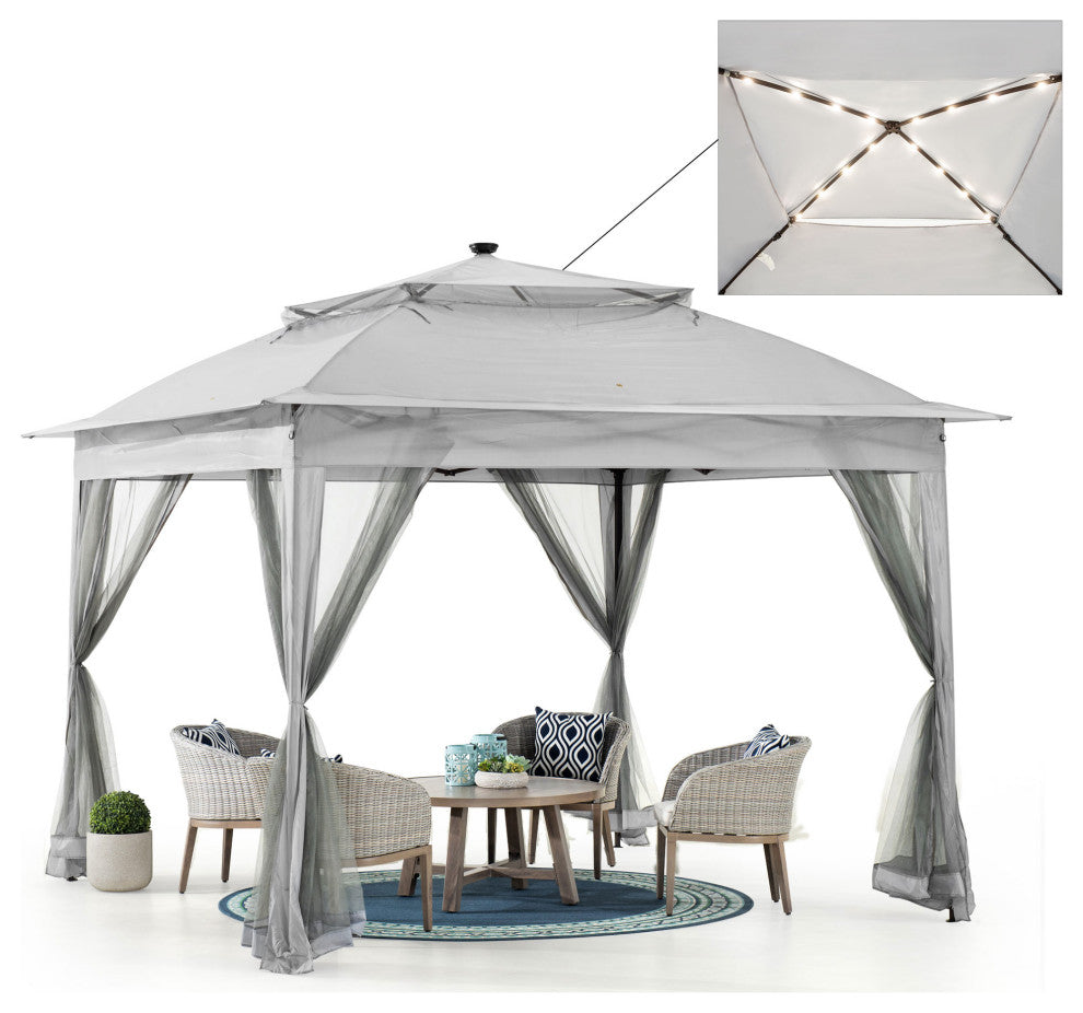 Sunjoy Patio 11 ft. x 13 ft. Contempo Gazebo with Planters, Grey