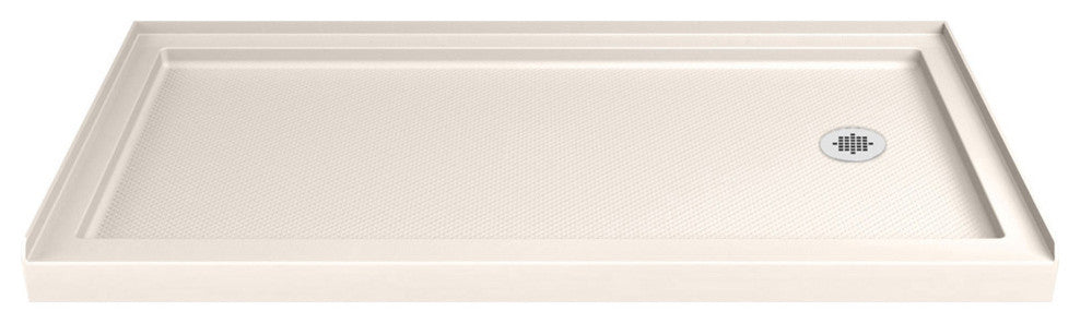 Single Threshold Shower Base, Biscuit Color, Right Hand Drain
