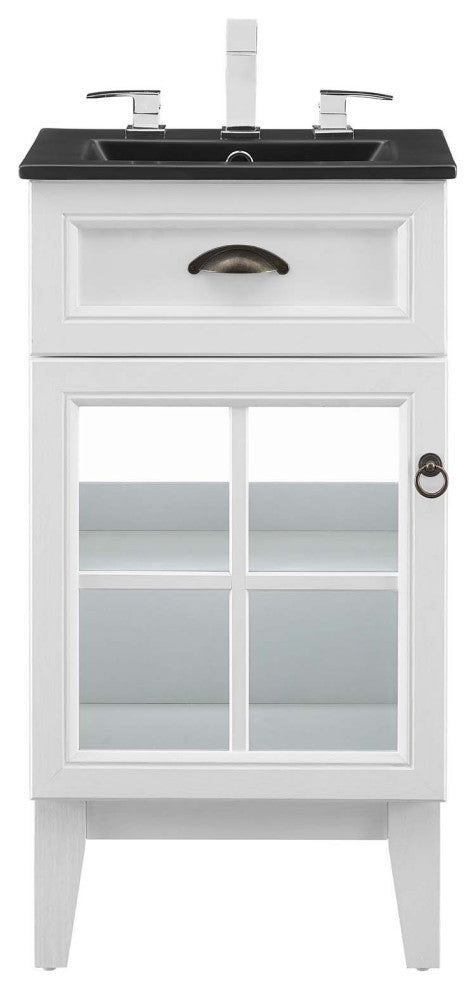 Isle 18" Bathroom Vanity Cabinet White Black -5475