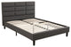 Benzara Rin Queen Size Platform Bed, Charcoal Gray Upholstery, Headboard