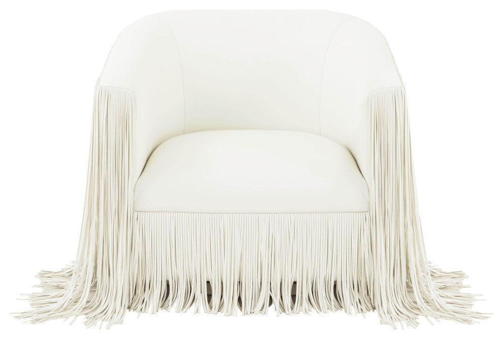 Shag Me Ivory Vegan Leather Swivel Chair