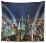 Montreal at Dusk Panorama Landscape Wall Tapestry, 39"x32"