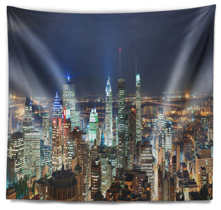 Montreal at Dusk Panorama Landscape Wall Tapestry, 39"x32"