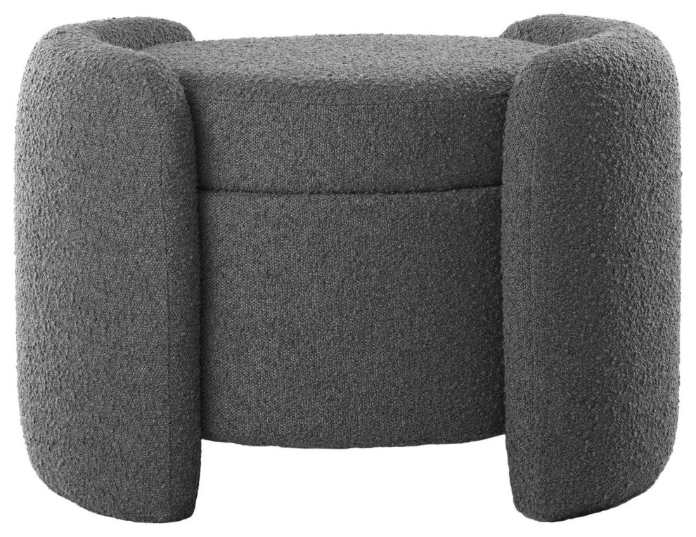 Nebula Boucle Upholstered Ottoman, Charcoal
